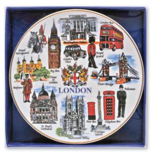 London 3D Ceramic Showpiece Decoration Plate With Stand Boxed Souvenir Gift 