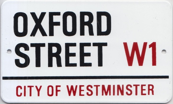 OXFORD STREET LONDON METAL STREET SIGN VINTAGE STYLE 8x10in20x25cm pub bar shop 