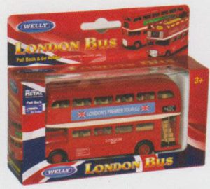 'Pull Back' Red Double Decker Model Bus 04